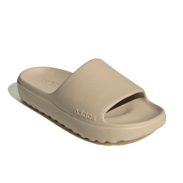 Sandália Adidas Adilette Lumia Slide, bege, material sintético, estilo minimalista e elegante.