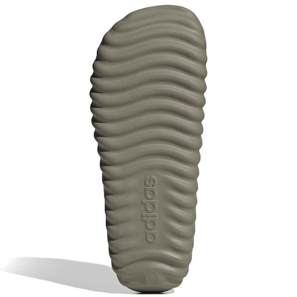 Sola da Adidas Adissage 360REC Slide Sandal, cinza, material texturizado, logotipo Adidas.