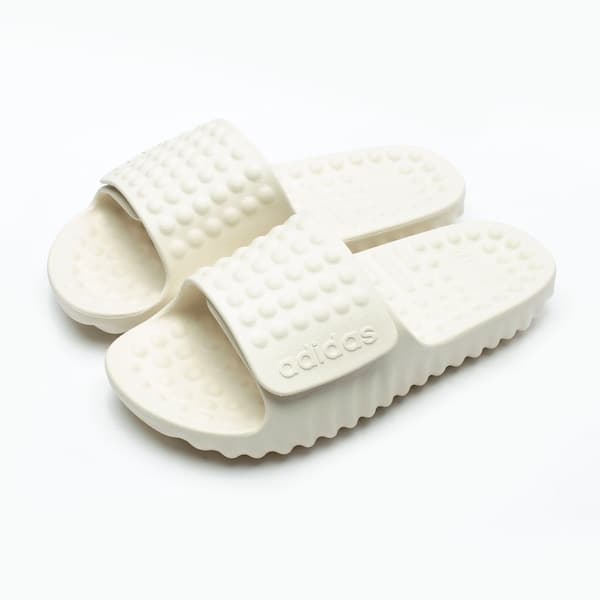 Adidas Adissage 360REC Slide Sandal Velcro branco com logo e sola texturizada