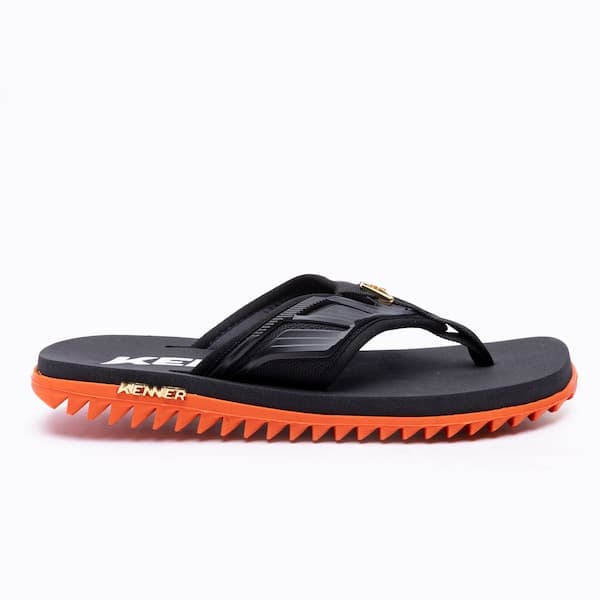 Chinelo Kenner Kivah Full Force Adulto preto e laranja com logo branco