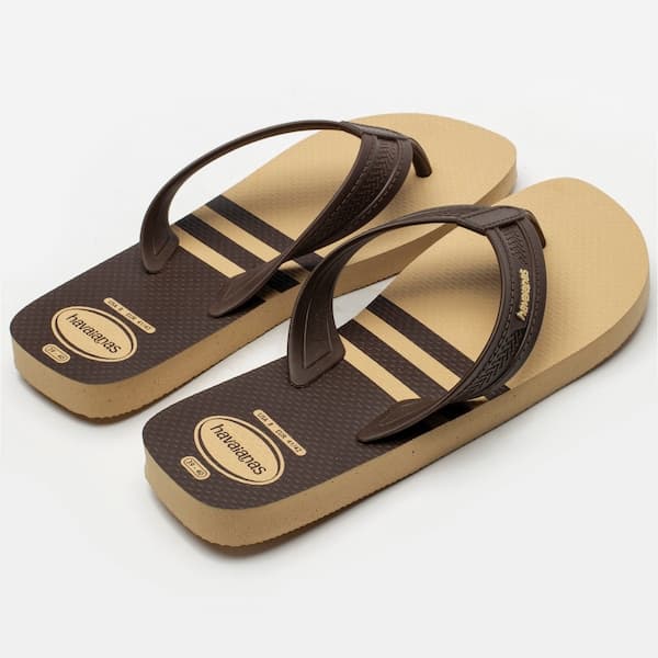 Havaianas City Basic Flip Flops Masculino, estilo básico, cor marrom e bege, sola texturizada.