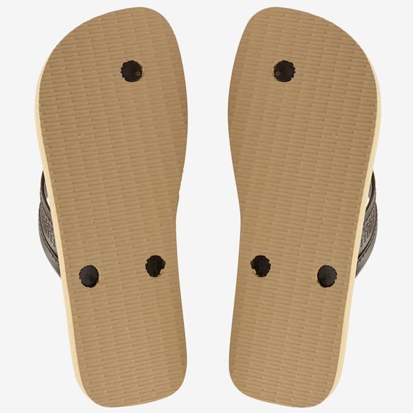 Havaianas City Basic Flip Flops Masculino, sola bege com orifícios, detalhe em marrom.