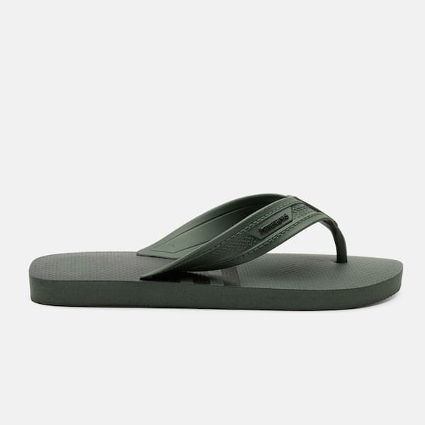 Chinelo masculino Havaianas City Basic verde com sola texturizada e logo.