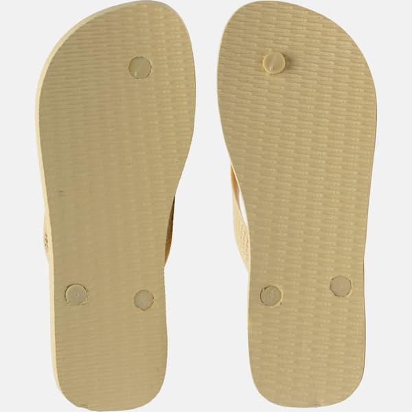 Detalhe da sola dos chinelos Havaianas Top Summer Vibes, cor bege.