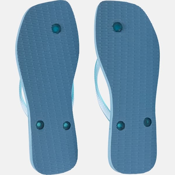 Havaianas Slim Square Jelly Flip Flops para mulheres, azul claro com sola texturizada.