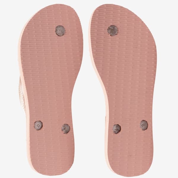 Havaianas Slim Flip Flops Floral Multicolor, sola rosa com detalhes metálicos.