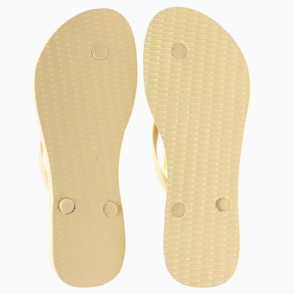 Havaianas Slim Summer Bliss, chinelo adulto amarelo com estampa tropical.