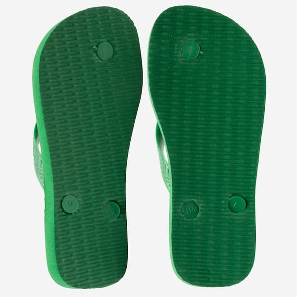 Solado verde de chinelo infantil Havaianas Minecraft com botões de ajuste.