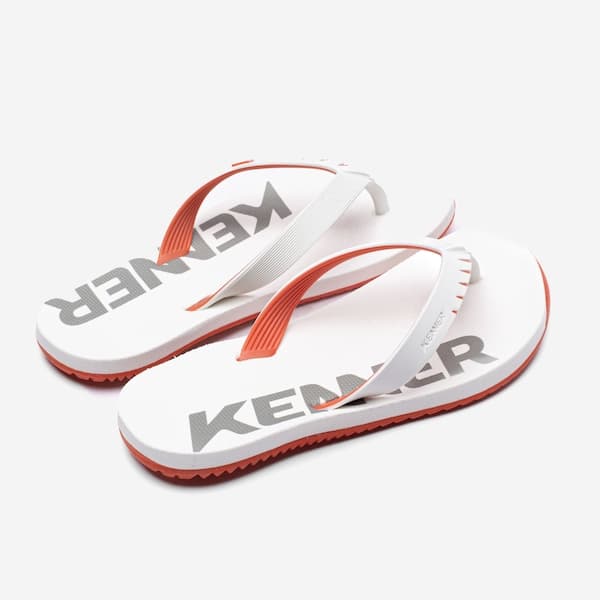 Flip flop Kenner Red Pro unissex branco e vermelho com design Kenner.