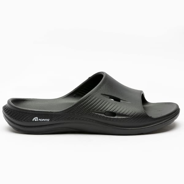 Par de chinelos slide unissex Adams Space pretos com textura perfurada