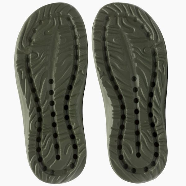 Sola da sandália Adams Space Slide unissex verde oliva com ventilação e design ergonômico.