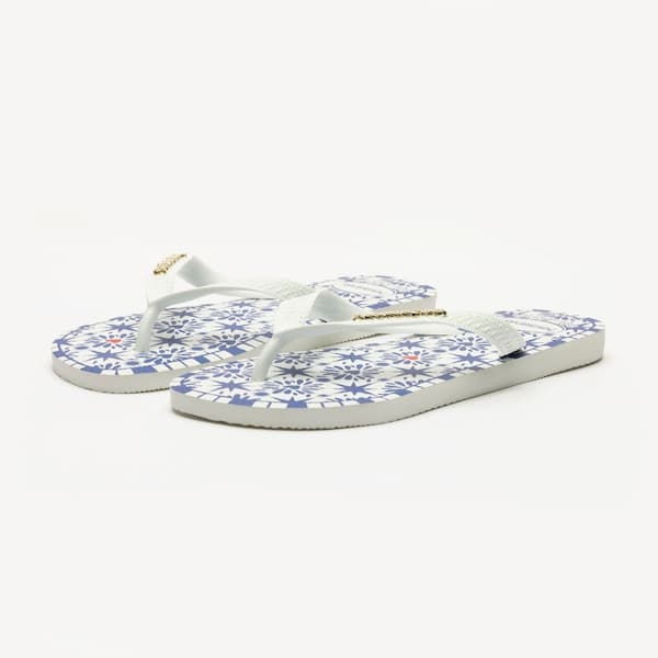 Havaianas Top São Luis Flip Flop Rubber Floral, com estampa floral azul e branco.
