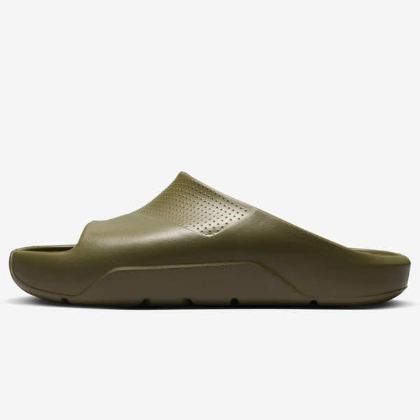 Sandália Jordan Post Slide Feminina Padded Olive Green, estilo slip-on, confortável.