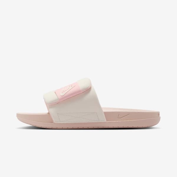 Chinelo slide Nike Offcourt Adjust feminino rosa pálido e branco
