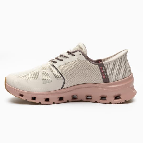 Tênis feminino Skechers Glide-step Pro branco com sola rosa