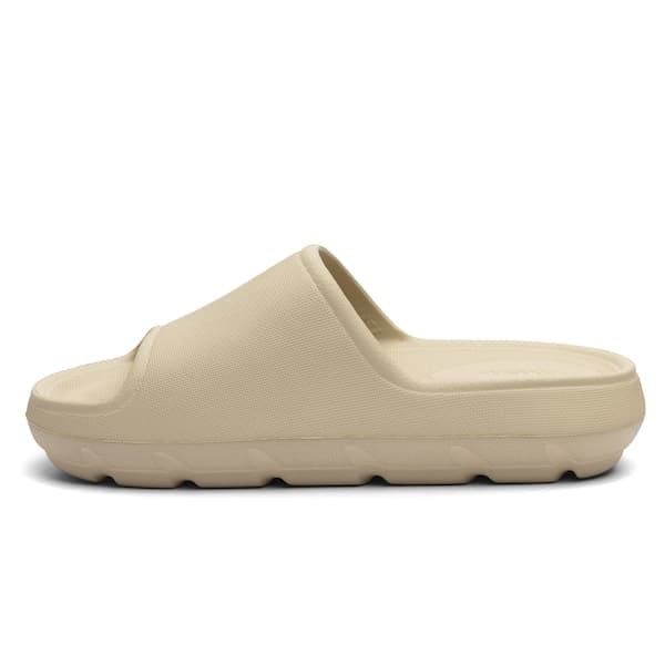 Chinelo bege slide com sola de borracha