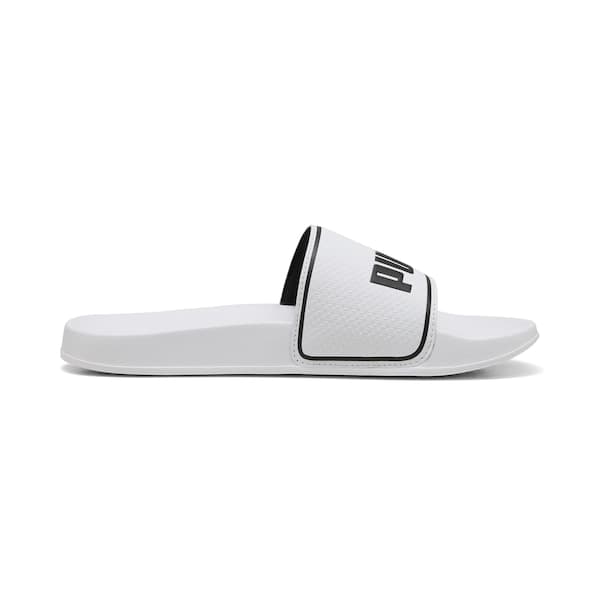 Chinelo masculino PUMA Leadcat 20 H, branco com detalhes em cinza e preto.
