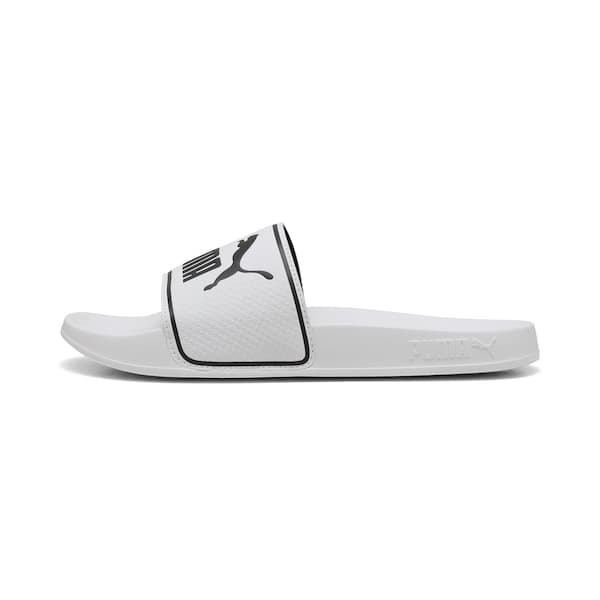 Chinelo PUMA Leadcat 20 H masculino, branco com detalhes pretos e logotipo PUMA.