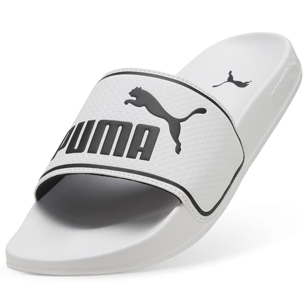Detalhe do chinelo PUMA Leadcat 20 H masculino, branco com logotipo PUMA.