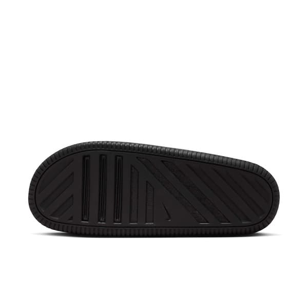 Nike Calm Slide 20, chinelos masculinos pretos, sola com padrão em chevron, material de borracha.