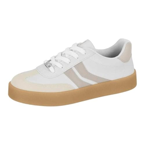 Tênis feminino Vizzano casual sneaker branco com sola marrom