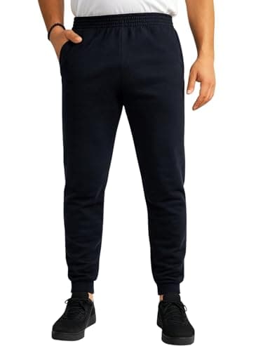 Calça de Moletom Masculina Preta Forrado Básica com Bolso Jogger de algodão M