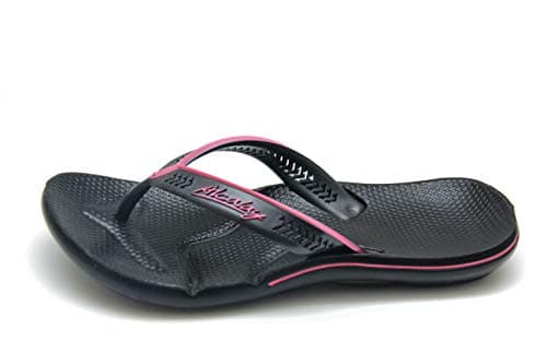 Sandália feminina Alcalay ortopédica, preta com detalhes rosa, antiderrapante.