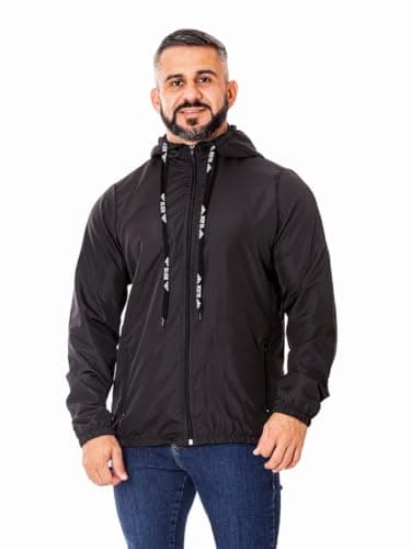 Jaqueta Masculina Corta Vento com Forro e Capuz – Esportiva, Casual, Leve e Resistente à Água – Marca SLICK – P ao EG (BR, Alfa, Único, Regular, Regular, P, PRETO)