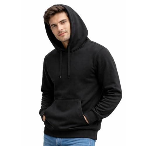 Blusa Moletom Canguru com Capuz Liso Adulto Masculino (BR, Alfa, G, Regular, Regular, Preto)
