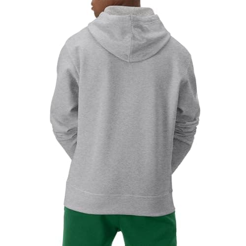 Champion Moletom masculino com capuz com logotipo escrito em lã (regular ou grande e alto), Cinza Oxford - Pequeno logotipo escrito, P