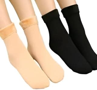 Genérico Kit 2 Pares De Meias Térmicas Flaneladas Fleece Super Quentes Unissex Inverno Frio Intenso Confortável Grossa Aconchegante Ideal para Dormir Viagens Montanha Neve