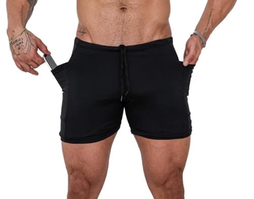 Bermuda Térmica Segunda Pele De Compressão Masculina/bermuda com bolso porta celular/short academia/Shorts Esportivo/S (BR, Alfa, M, Regular, Regular, Preto)