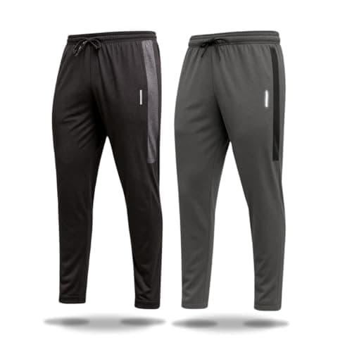 Kit 2 Calças Masculinas Esportivas Slim Fit Preto e Cinza Mescla Calça Comprida (BR, Alfa, M, Regular, Regular, Preta + Cinza)