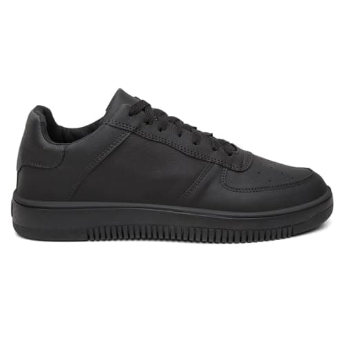 Tênis masculino preto com solado macio e design moderno.