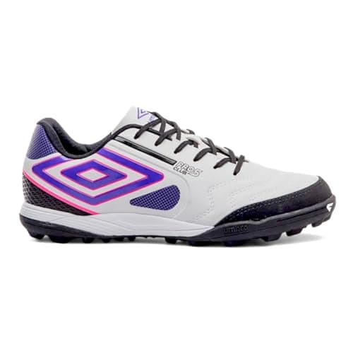 Chuteira Umbro Pro 5 Bump Club Society Branca e Preta, vista lateral esquerda
