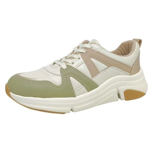 Tênis Modare Feminino Napa Ultraconforto Casual Branco Off/Verde/Dourado/Bege
