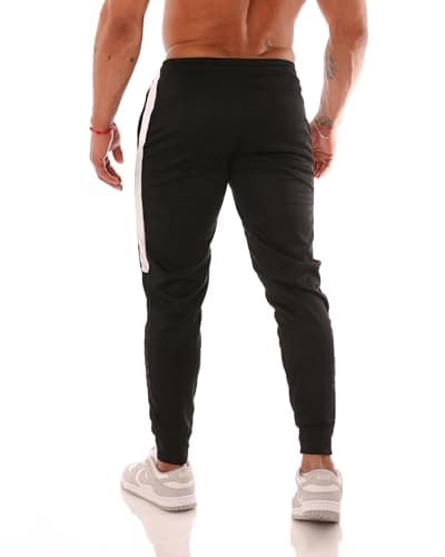 Kit 2 Calça Esportiva DryFit Masculina (BR, Alfa, M, Regular, Regular, PRETO/BRANCO e PRETO/VINHO)