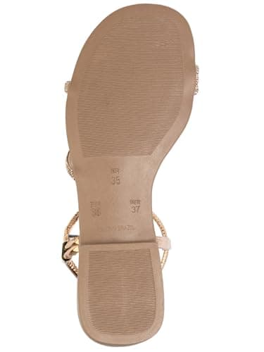 Sandália Feminina Rasteira Casual Flat com Tiras Brilhantes, Dourado, Ouro, Bronze, Preto, Rasteirinha Macia, Leve e Confortável (700-Bronze-38)