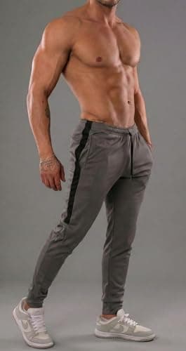 Calça Esportiva DryFit Masculina Comprimento Longo Tamanho GG Cor Chumbo/Preto com Ajuste por Cordão
