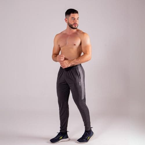 Genérico Calça Masculina Dry Fit Slim Esportiva Fitness Academia Com Bolso Lateral Tecido Reforçado (BR, Alfa, G, Regular, Regular, Cinza)