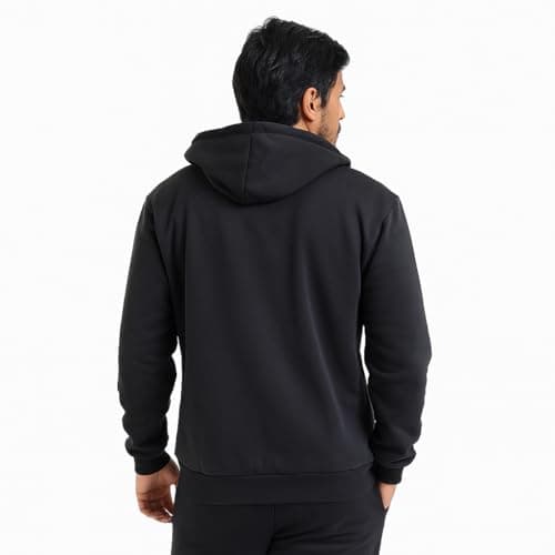 Moletom Unissex com Zíper, Capuz Flanelado, Algodão (BR, Alfa, G, Regular, Regular, Padrão, Preto)