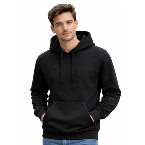 Blusa Moletom Canguru com Capuz Liso Adulto Masculino (BR, Alfa, G, Regular, Regular, Preto)