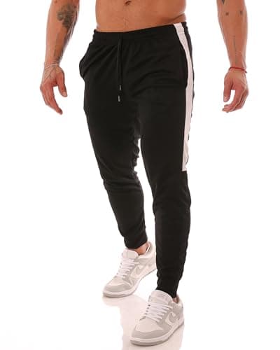 Kit 2 Calça Esportiva DryFit Masculina (BR, Alfa, M, Regular, Regular, PRETO/BRANCO e PRETO/VINHO)