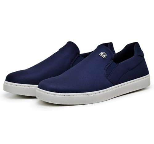 Kit 3 Sapatenis Slip-on Masculino Tenis Super Confort (Preto/Cinza/Azul, BR, Adulto, Faixa Numérico, 41, 42)