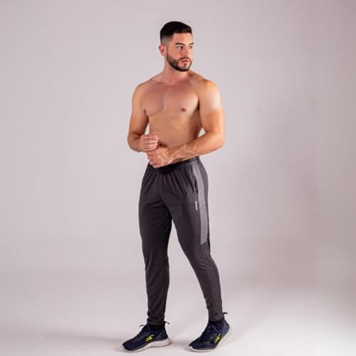 Kit 2 Calças Masculinas Esportivas Slim Fit Preto e Cinza Mescla Calça Comprida (BR, Alfa, M, Regular, Regular, Preta + Cinza)