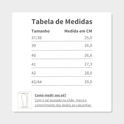Tabela de medidas para chinelos Rider Star III, com tamanhos e medidas em cm.