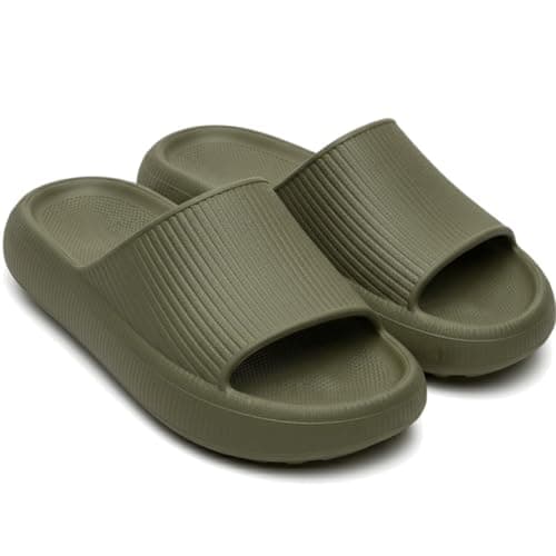 Chinelos de borracha verde antiderrapante, design texturizado, tamanho 37-38.
