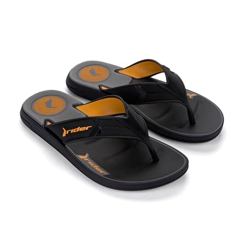 Chinelo Masculino Rider Star III Preto com Amarelo - Solado Macio e Confortável
