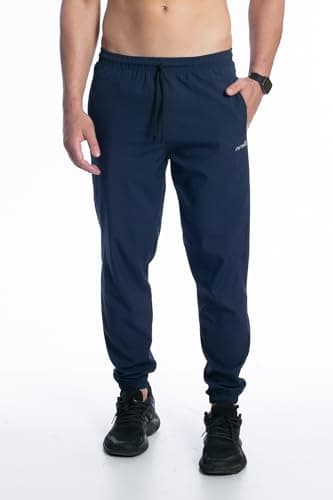 Kit 2 Calça Tactel Elastano Jogger Masculina Corta Vento Treino Academia Esportiva (BR, Alfa, G, Regular, Regular, Preto/Marinho)