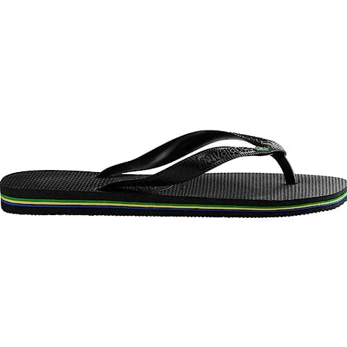 Chinelo Havaianas Brasil preto com detalhes coloridos tamanho 41/42.